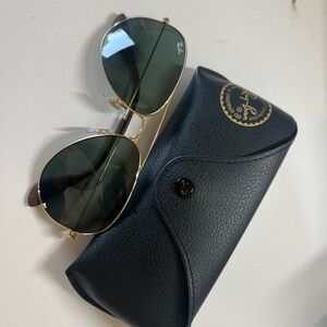 Ray-Ban Gold Frame Sunglasses with Black Case